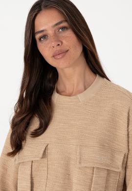 Kadın Kum Bisiklet Yaka Sweatshırt - 50292442019