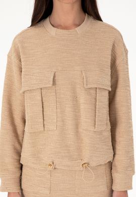 Kadın Kum Bisiklet Yaka Sweatshırt - 50292442019