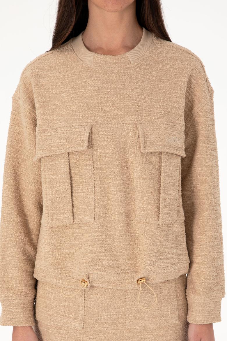 Kadın Kum Bisiklet Yaka Sweatshırt - 50292442019