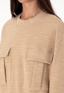 Kadın Kum Bisiklet Yaka Sweatshırt - 50292442019