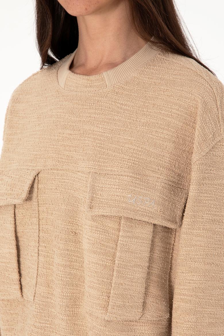 Kadın Kum Bisiklet Yaka Sweatshırt - 50292442019