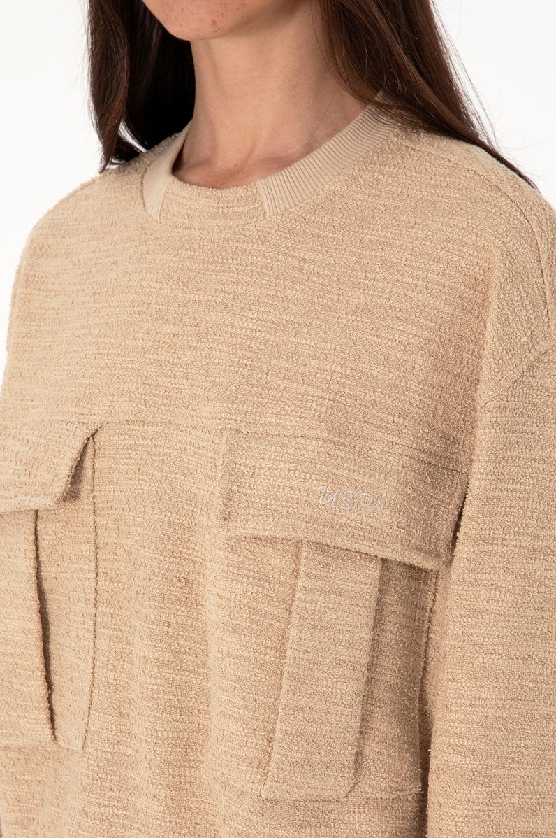 Kadın Kum Bisiklet Yaka Sweatshırt