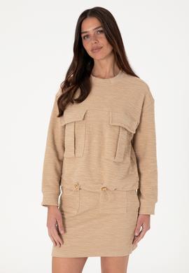 Kadın Kum Bisiklet Yaka Sweatshırt - 50292442019