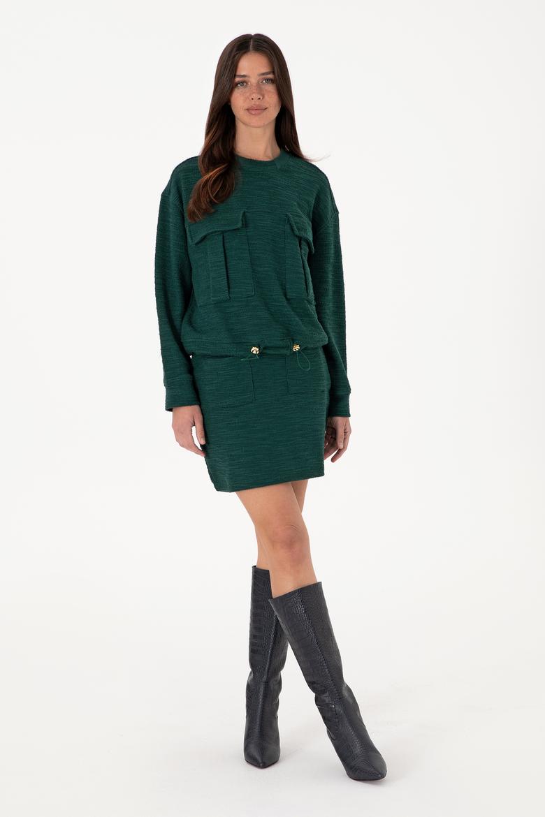 Kadın Koyu Yeşil Mini Boy Örme Etek - 50294338022