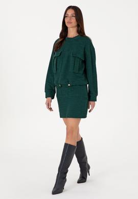 Kadın Koyu Yeşil Mini Boy Örme Etek - 50294338022