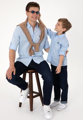Erkek Çocuk Açık Mavi Uzun Kollu Basic Gömlek - 50306583109