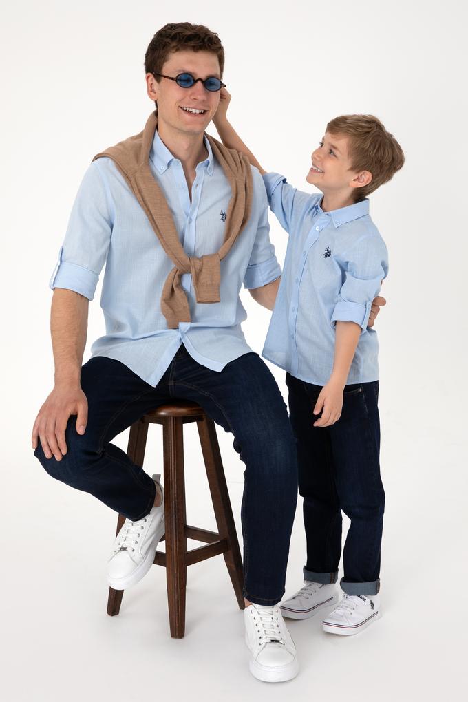 Erkek Çocuk Açık Mavi Uzun Kollu Basic Gömlek