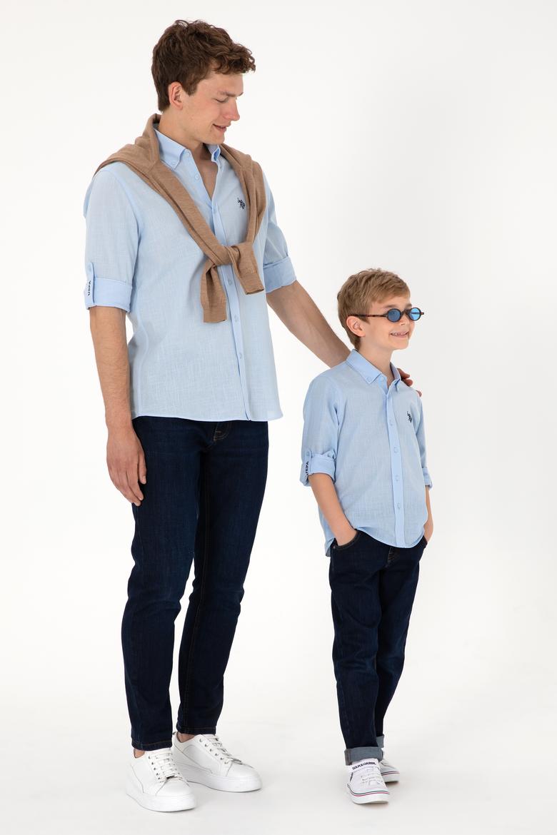 Erkek Çocuk Açık Mavi Uzun Kollu Basic Gömlek - 50306583109