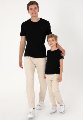 Erkek Çocuk Siyah Basic Bisiklet Yaka Tişört - 50306502022