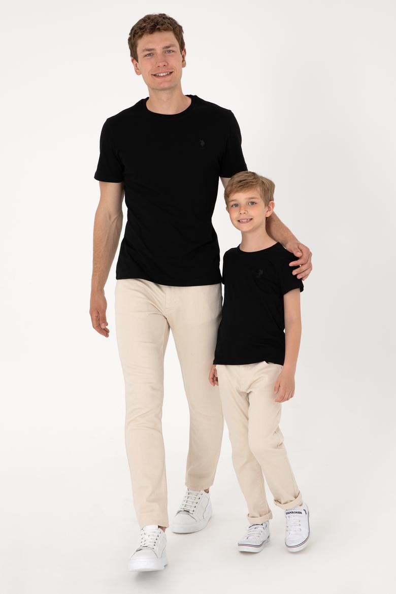 Erkek Çocuk Siyah Basic Bisiklet Yaka Tişört - 50306502022