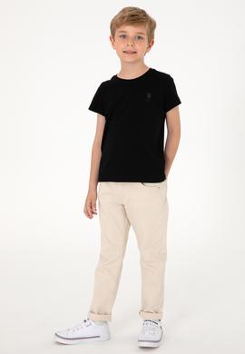 Erkek Çocuk Siyah Basic Bisiklet Yaka Tişört - 50306502022