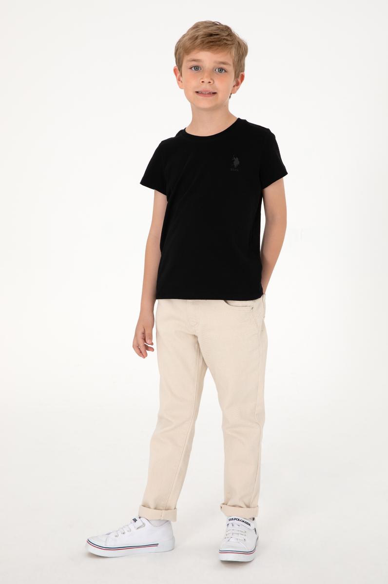 Erkek Çocuk Siyah Basic Bisiklet Yaka Tişört