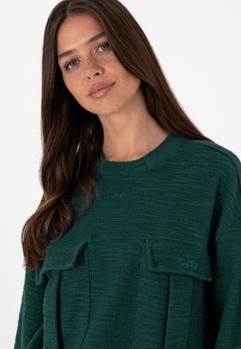 Kadın Koyu Yeşil Bisiklet Yaka Sweatshırt - 50292442006