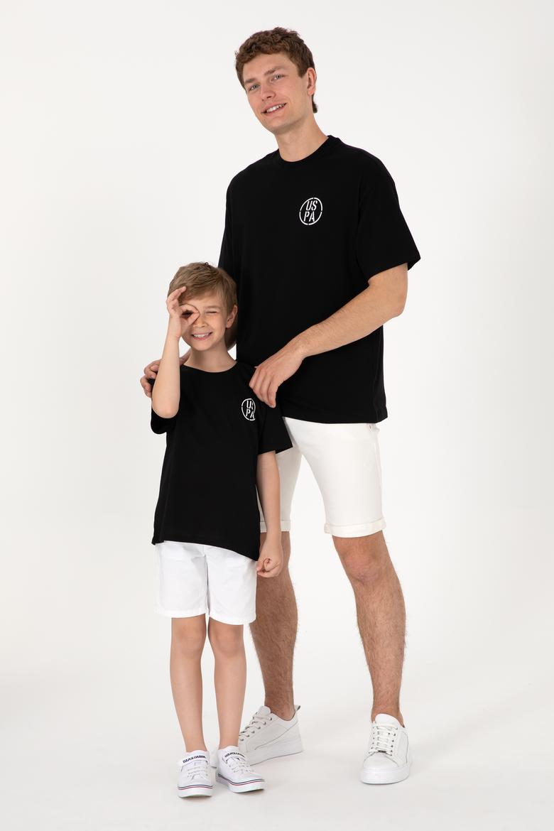 Erkek Çocuk Siyah Oversize Bisiklet Yaka Tişört