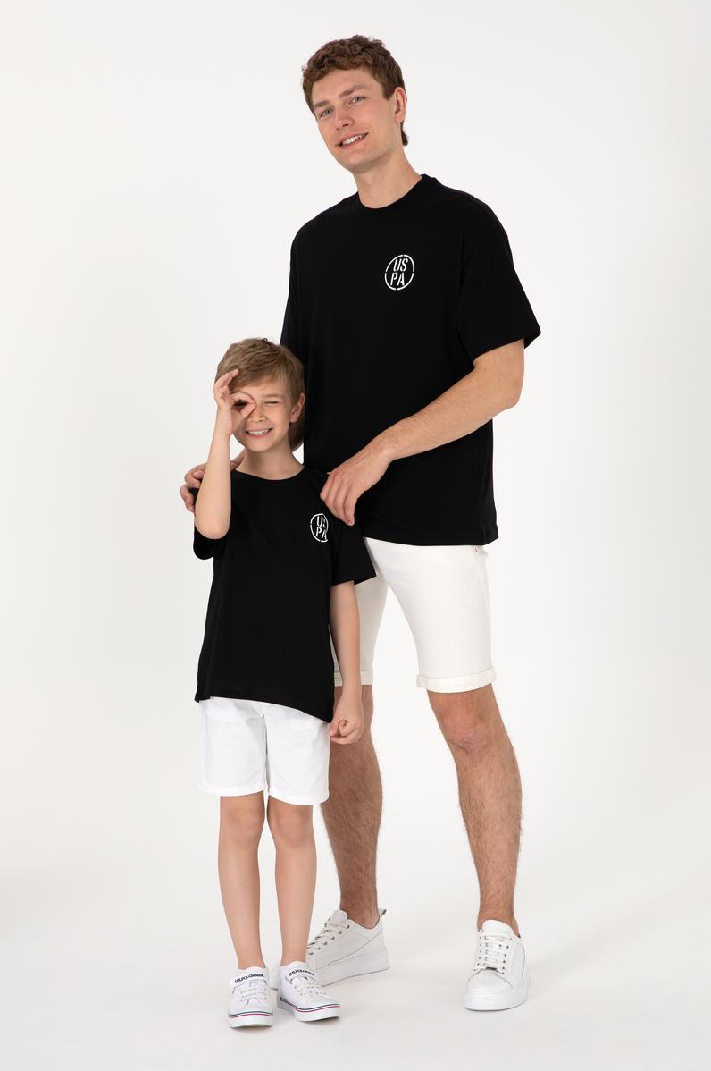 Erkek Çocuk Siyah Oversize Bisiklet Yaka Tişört