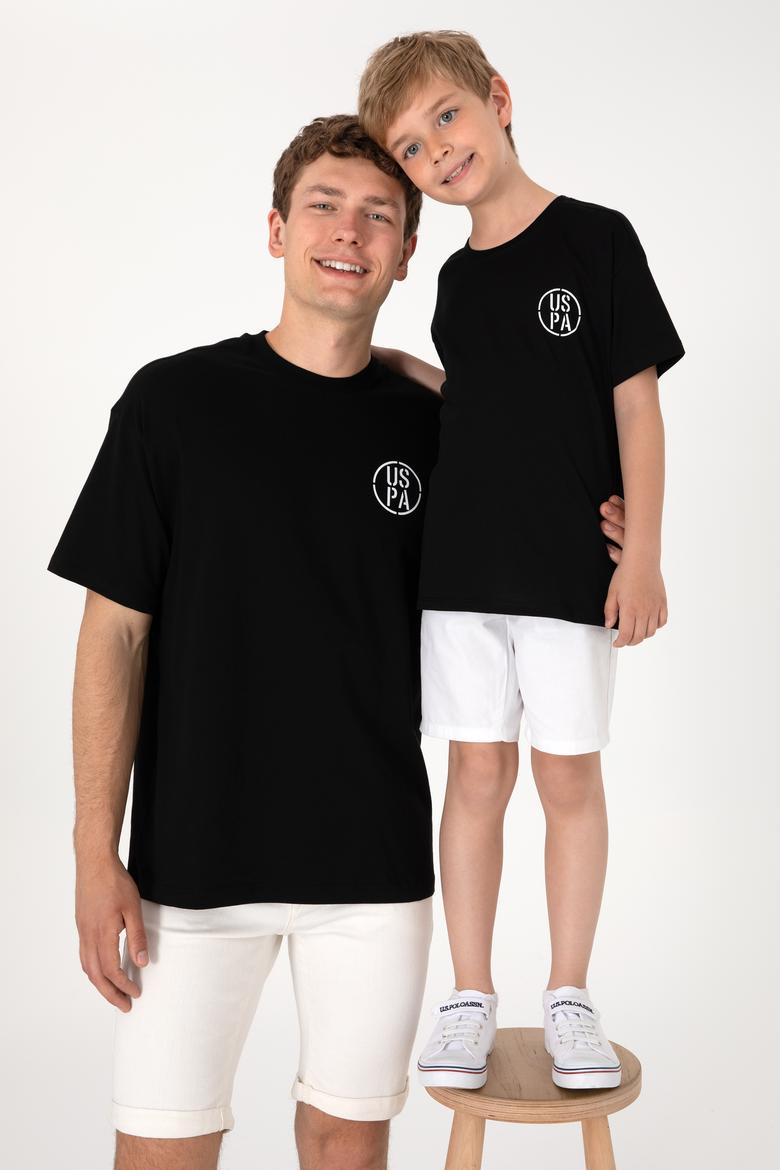 Erkek Çocuk Siyah Oversize Bisiklet Yaka Tişört - 50298981039