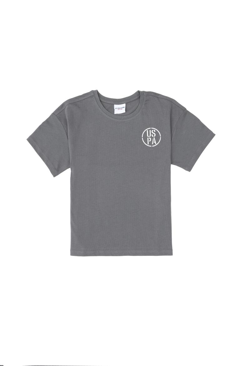 Erkek Çocuk Gri Oversize Bisiklet Yaka Tişört - 50298981029