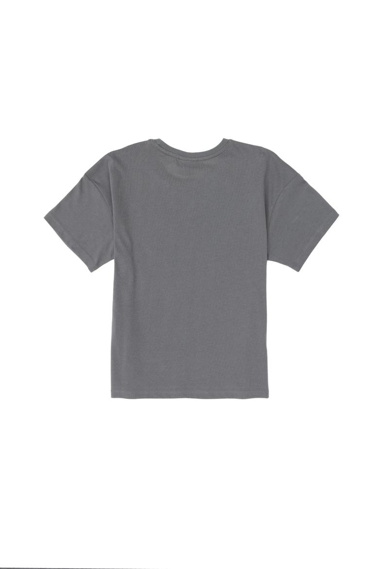 Erkek Çocuk Gri Oversize Bisiklet Yaka Tişört - 50298981029