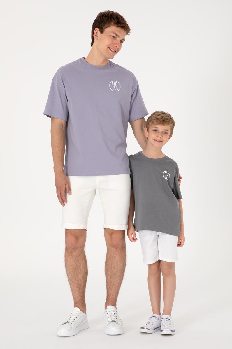 Erkek Çocuk Gri Oversize Bisiklet Yaka Tişört