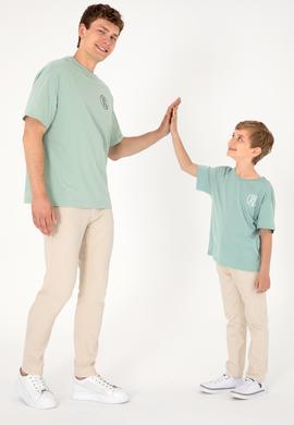 Erkek Çocuk Su Yeşili Oversize Bisiklet Yaka Tişört - 50298981075