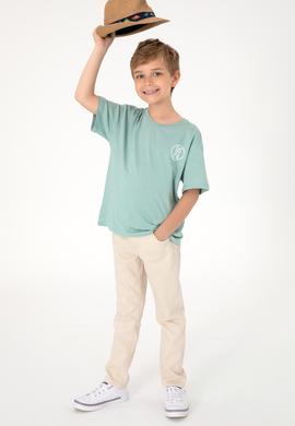 Erkek Çocuk Su Yeşili Oversize Bisiklet Yaka Tişört - 50298981075