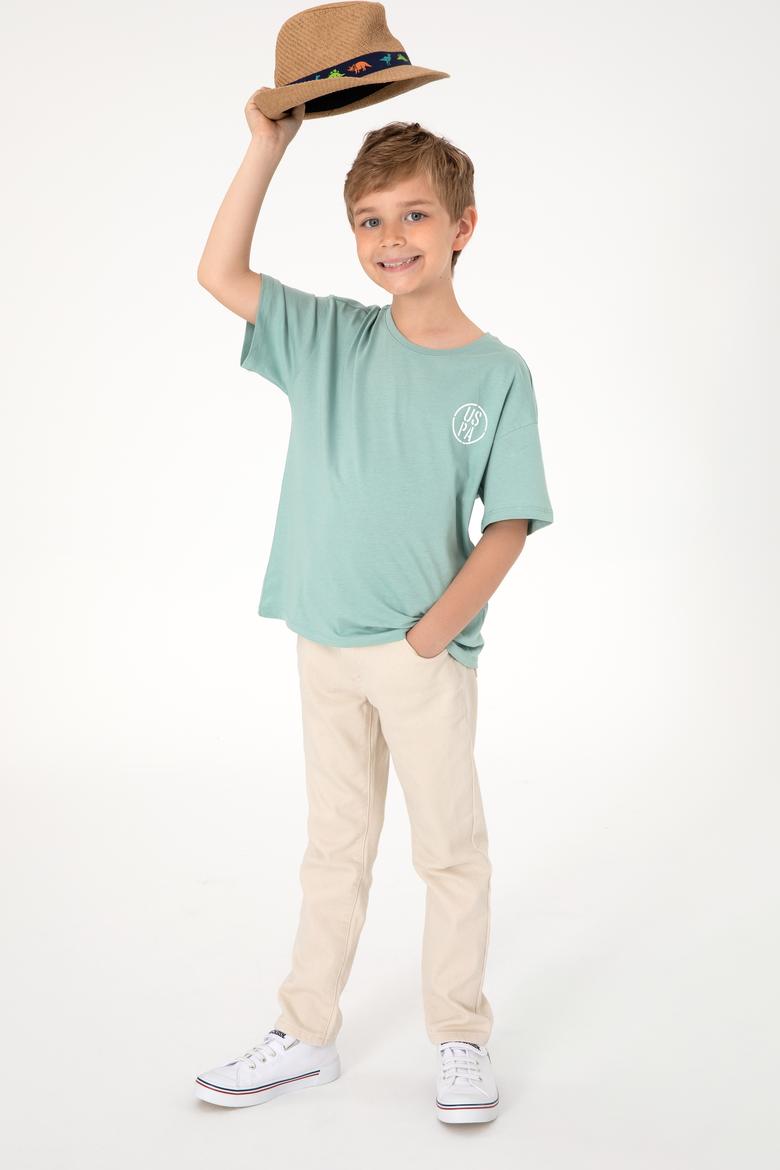 Erkek Çocuk Su Yeşili Oversize Bisiklet Yaka Tişört - 50298981075