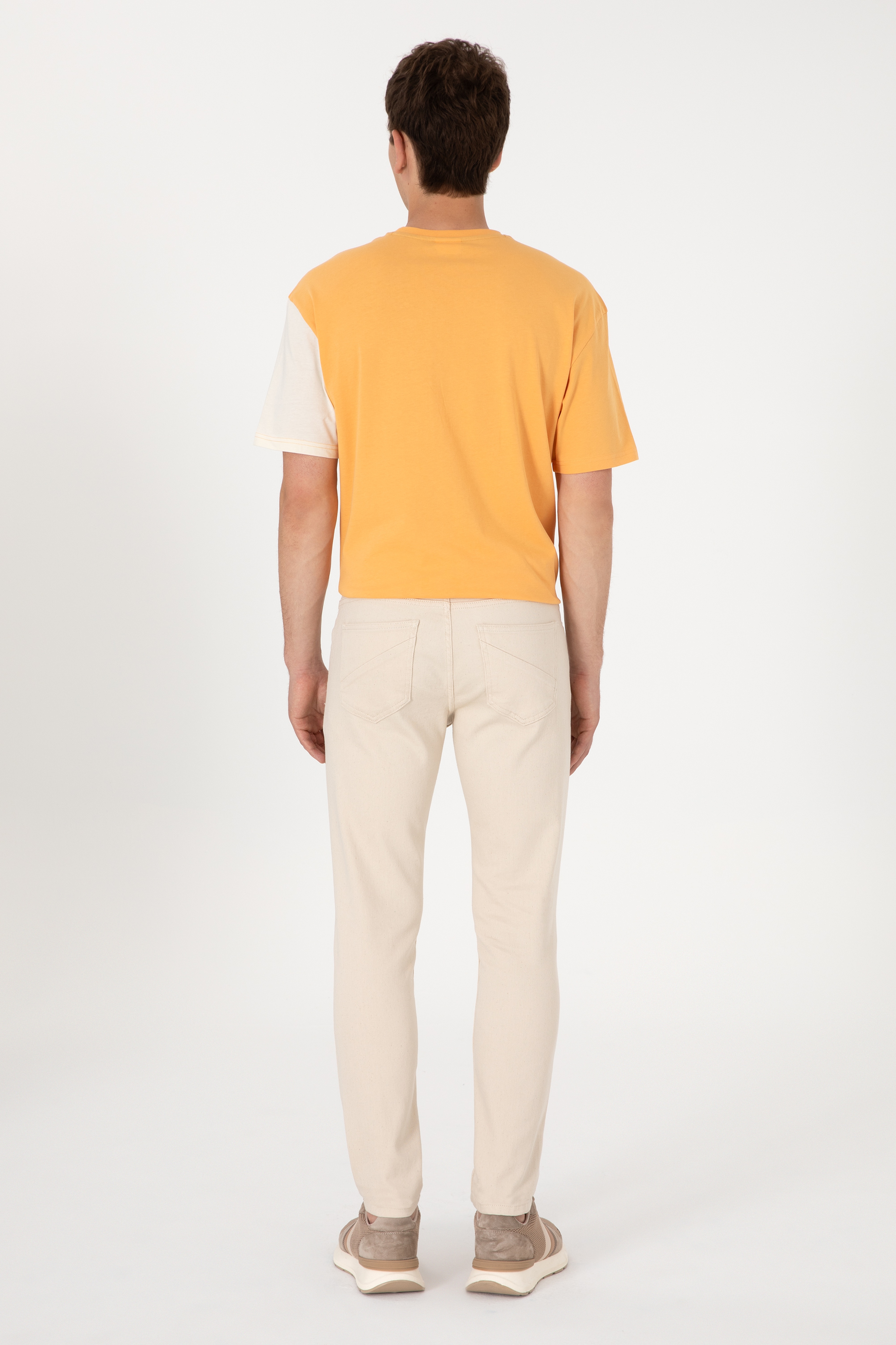 Erkek Bej Slim Fit Jean Pantolon - Image 6