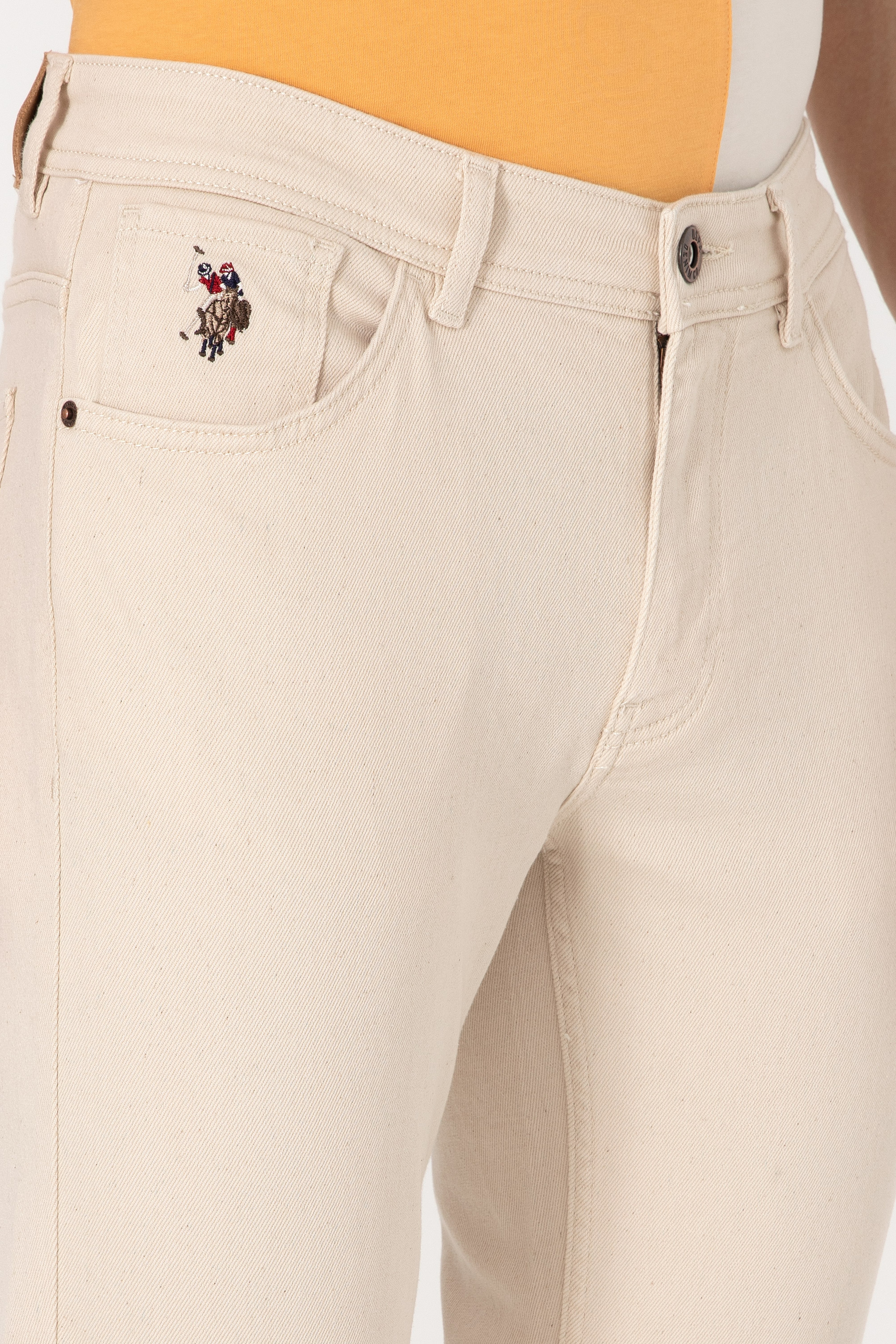 Erkek Bej Slim Fit Jean Pantolon - Image 7