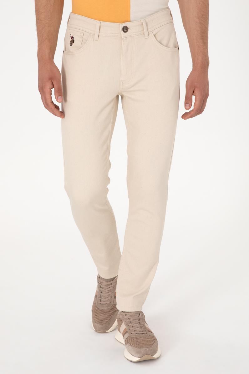 Erkek Bej Slim Fit Jean Pantolon