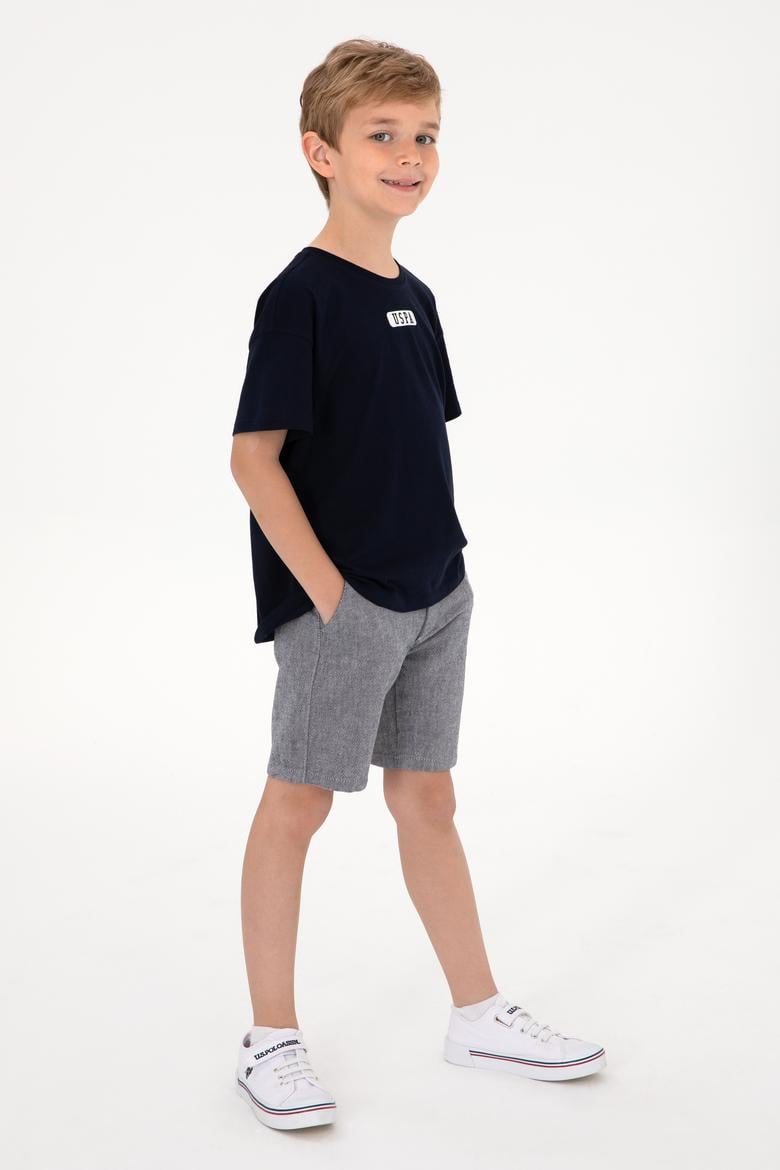 Erkek Çocuk Lacivert Oversize Bisiklet Yaka Tişört - 50298982018