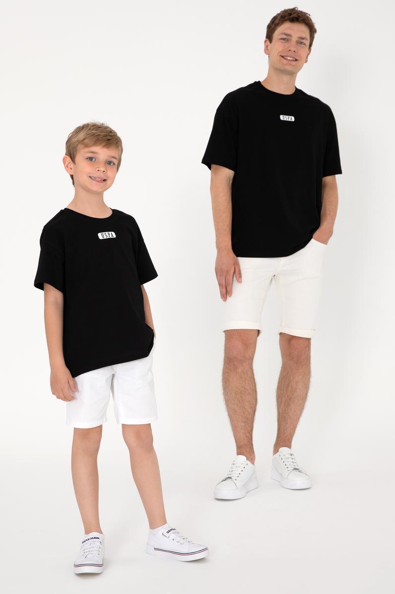 Erkek Çocuk Siyah Oversize Bisiklet Yaka Tişört