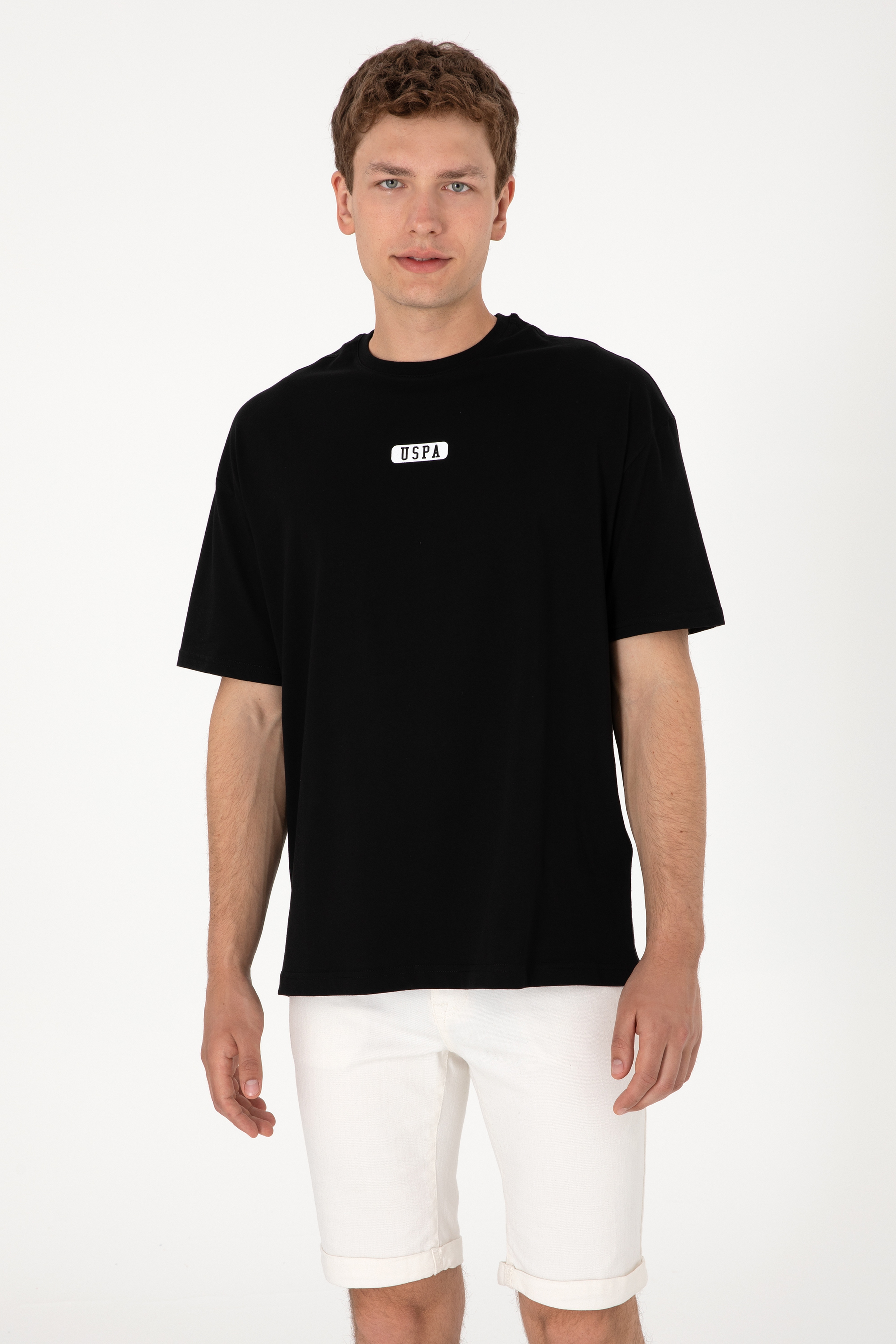 Erkek Oversize Fit Bisiklet Yaka Siyah Tişört - Image 3