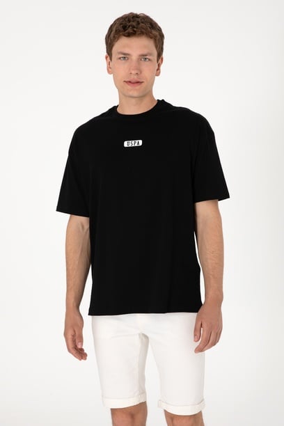 Erkek Oversize Fit Bisiklet Yaka Siyah Tişört