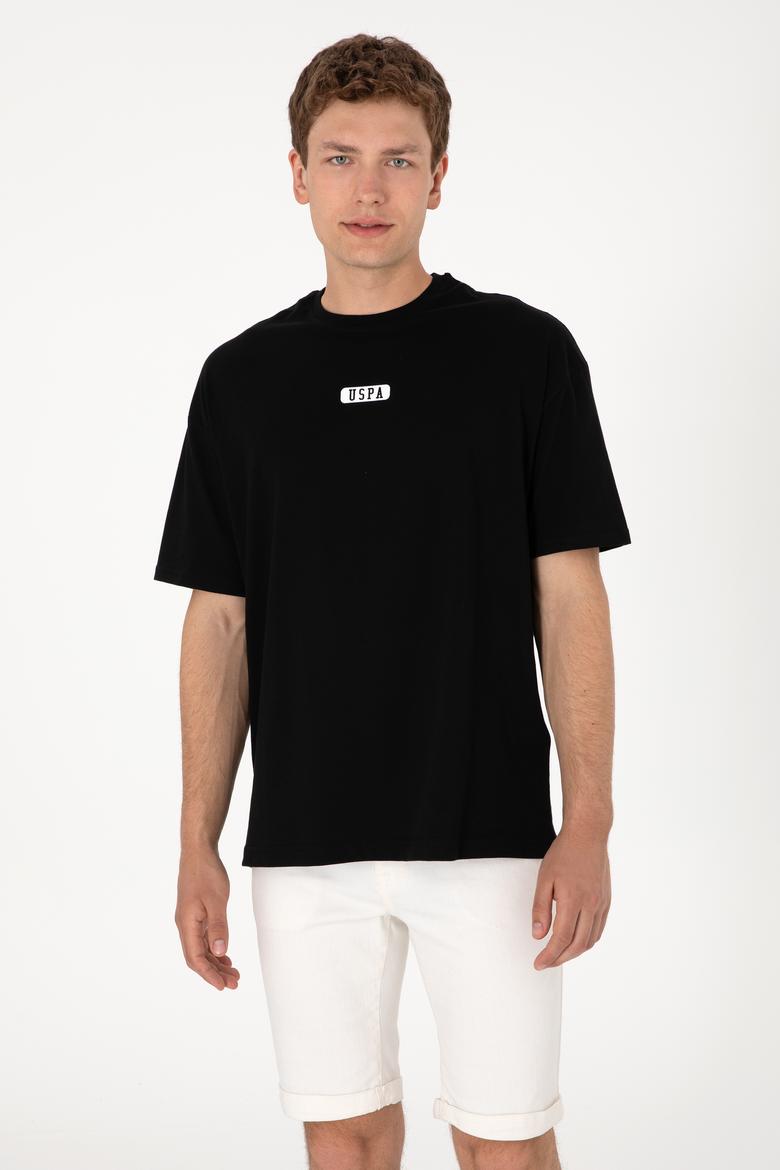 Erkek Oversize Fit Bisiklet Yaka Siyah Tişört - 50305923027