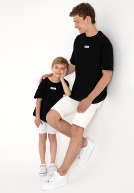 Erkek Oversize Fit Bisiklet Yaka Siyah Tişört - 50305923027