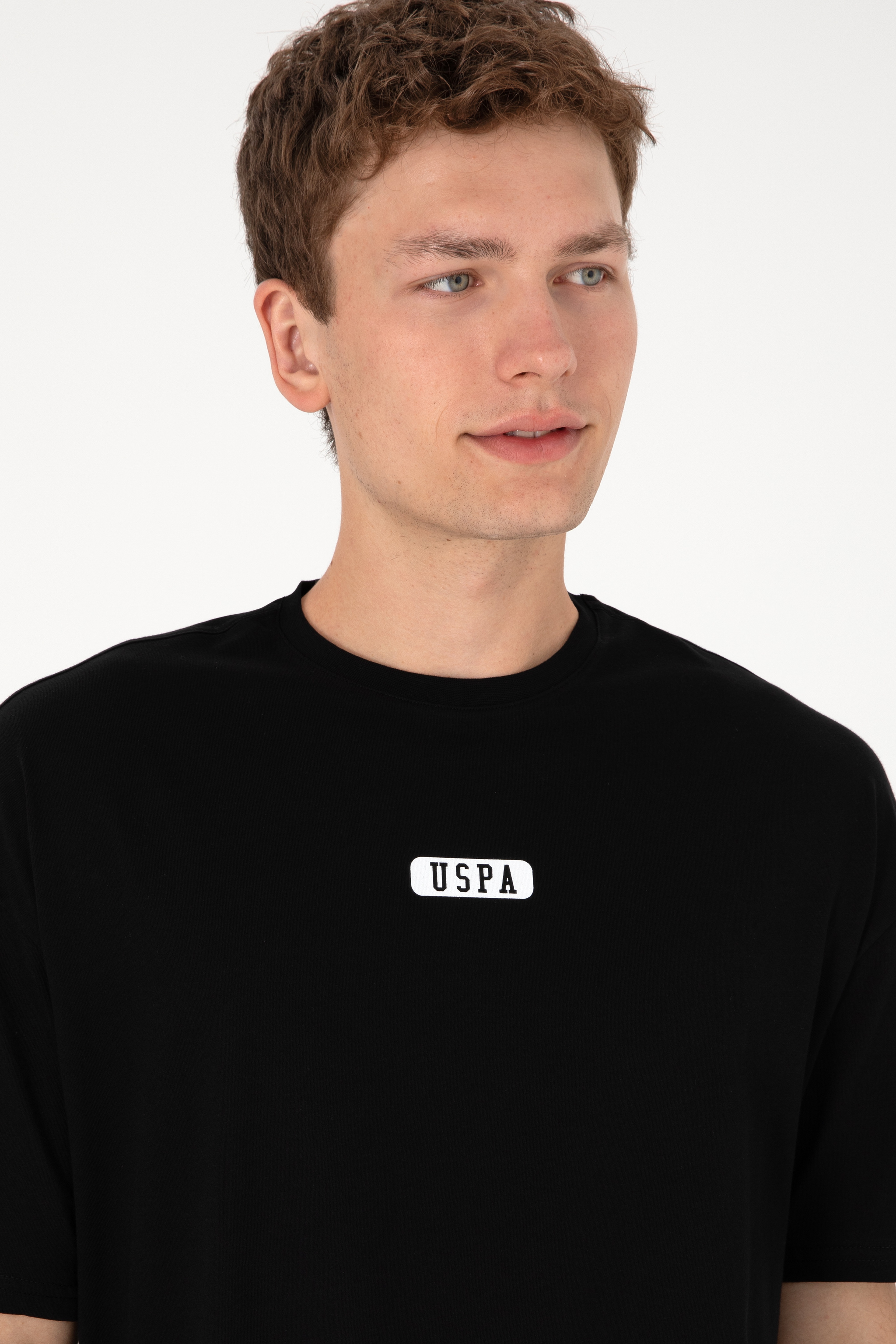 Erkek Oversize Fit Bisiklet Yaka Siyah Tişört - Image 4