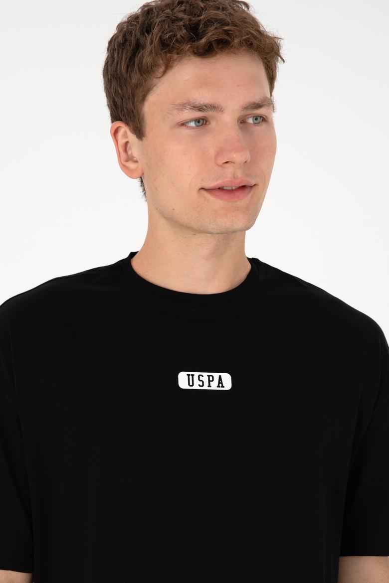 Erkek Oversize Fit Bisiklet Yaka Siyah Tişört - 50305923027