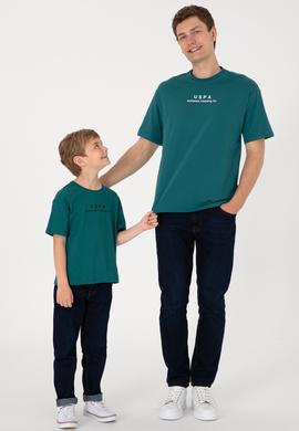 Erkek Comfort Fit Bisiklet Yaka Koyu Yeşil Tişört - 50294322021