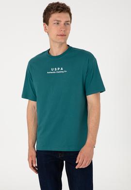 Erkek Comfort Fit Bisiklet Yaka Koyu Yeşil Tişört - 50294322021