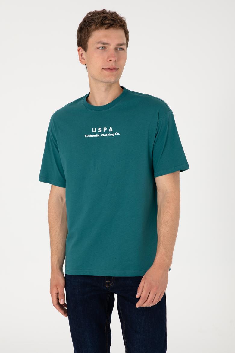 Erkek Comfort Fit Bisiklet Yaka Koyu Yeşil Tişört - 50294322021