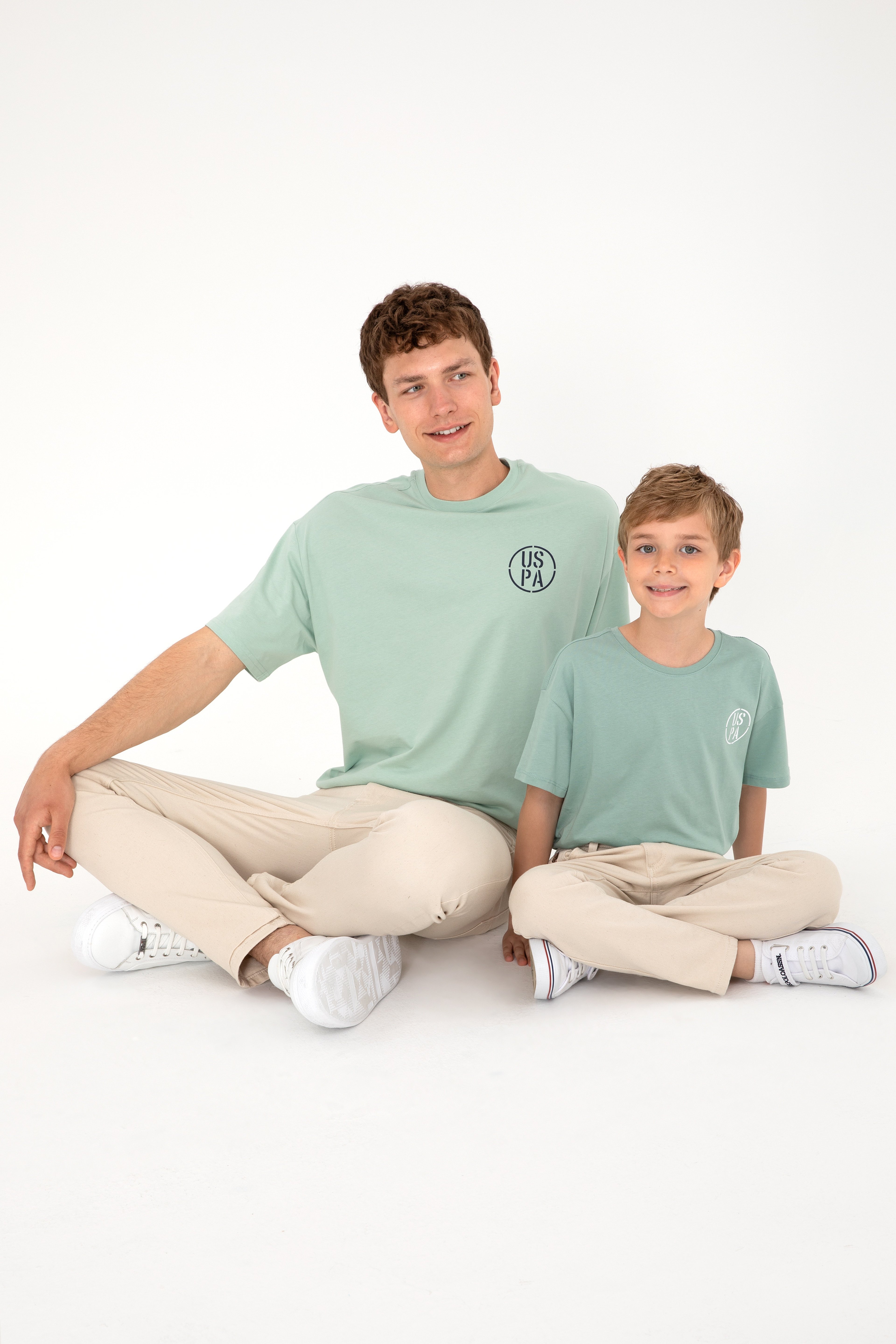 Erkek Oversize Fit Bisiklet Yaka Su Yeşili Tişört - Image 2