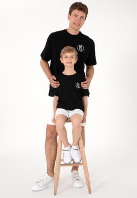 Erkek Oversize Fit Bisiklet Yaka Siyah Tişört - 50305904040