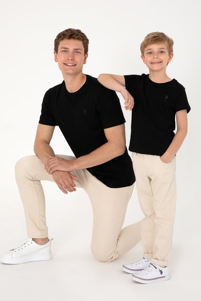 Erkek Regular Fit Bisiklet Yaka Siyah Basic Tişört