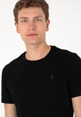 Erkek Regular Fit Bisiklet Yaka Siyah Basic Tişört - 50305924017