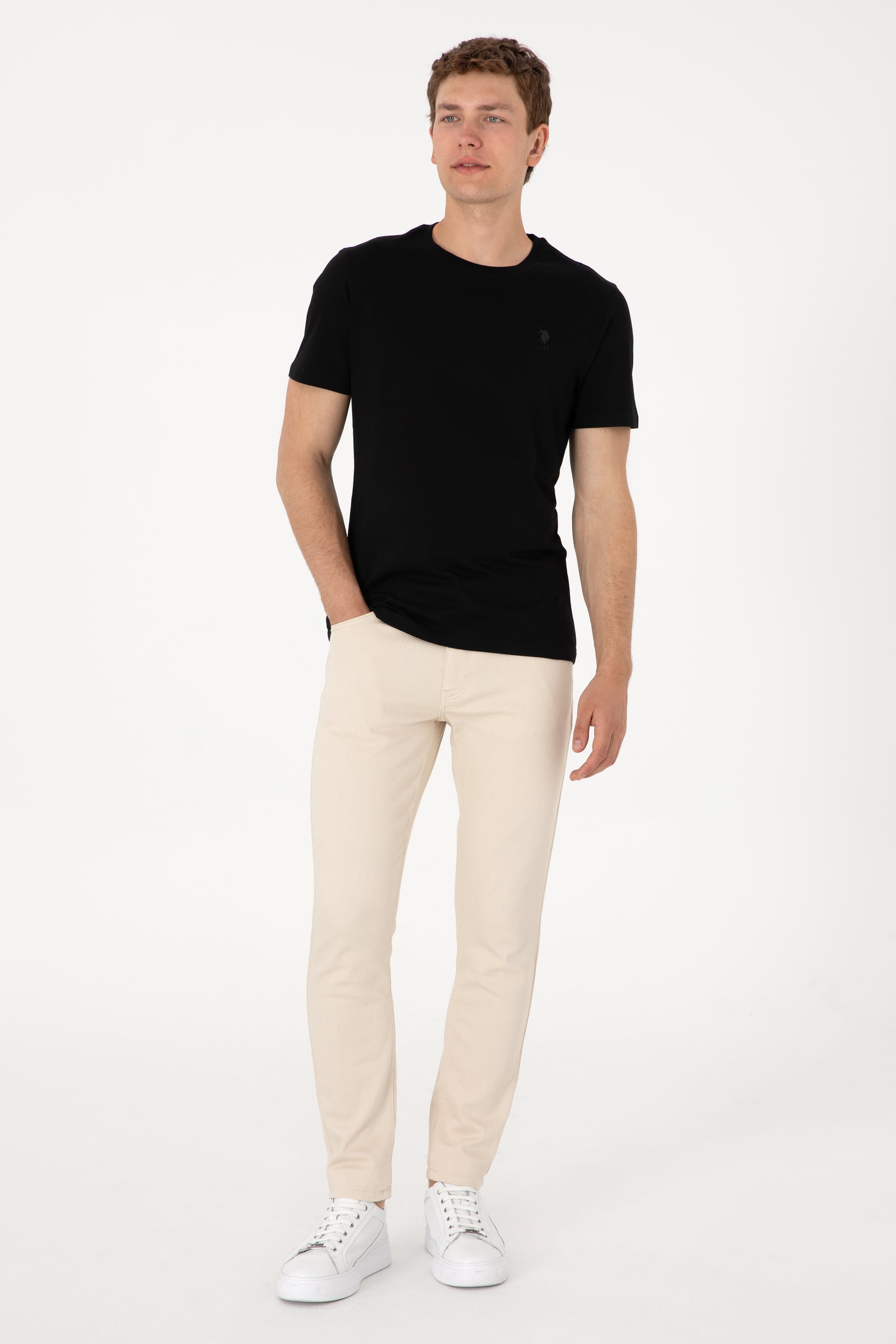 Erkek Regular Fit Bisiklet Yaka Siyah Basic Tişört