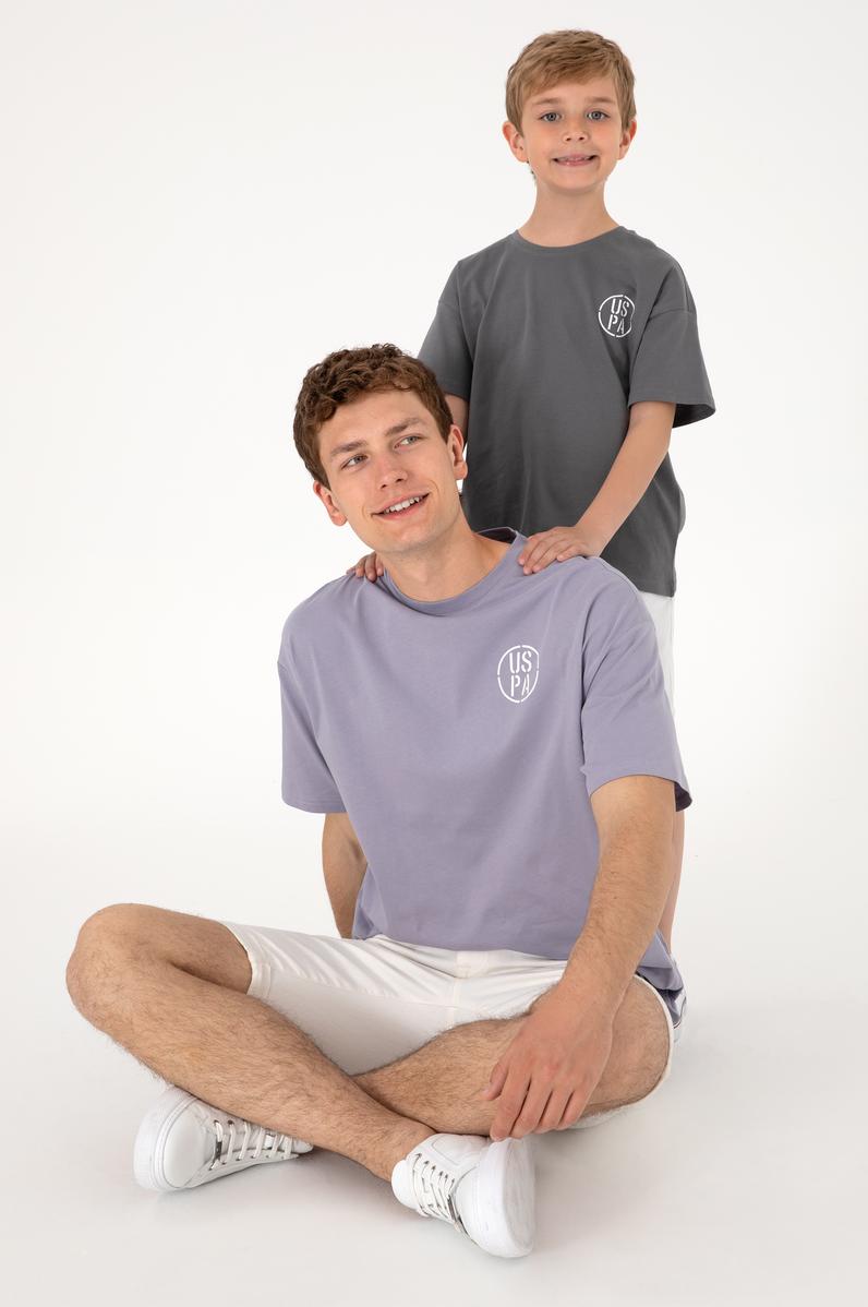 Erkek Oversize Fit Bisiklet Yaka Gri Tişört