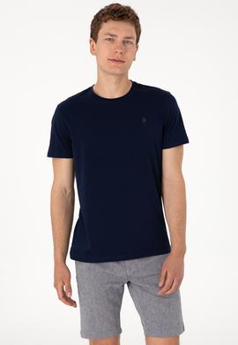 Erkek Regular Fit Bisiklet Yaka Lacivert Basic Tişört - 50305924029