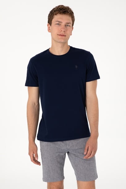 Erkek Regular Fit Bisiklet Yaka Lacivert Basic Tişört