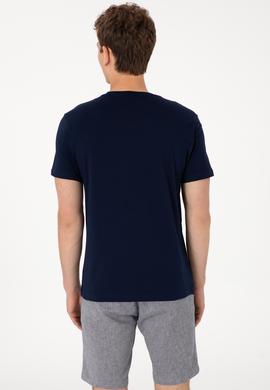 Erkek Regular Fit Bisiklet Yaka Lacivert Basic Tişört - 50305924029