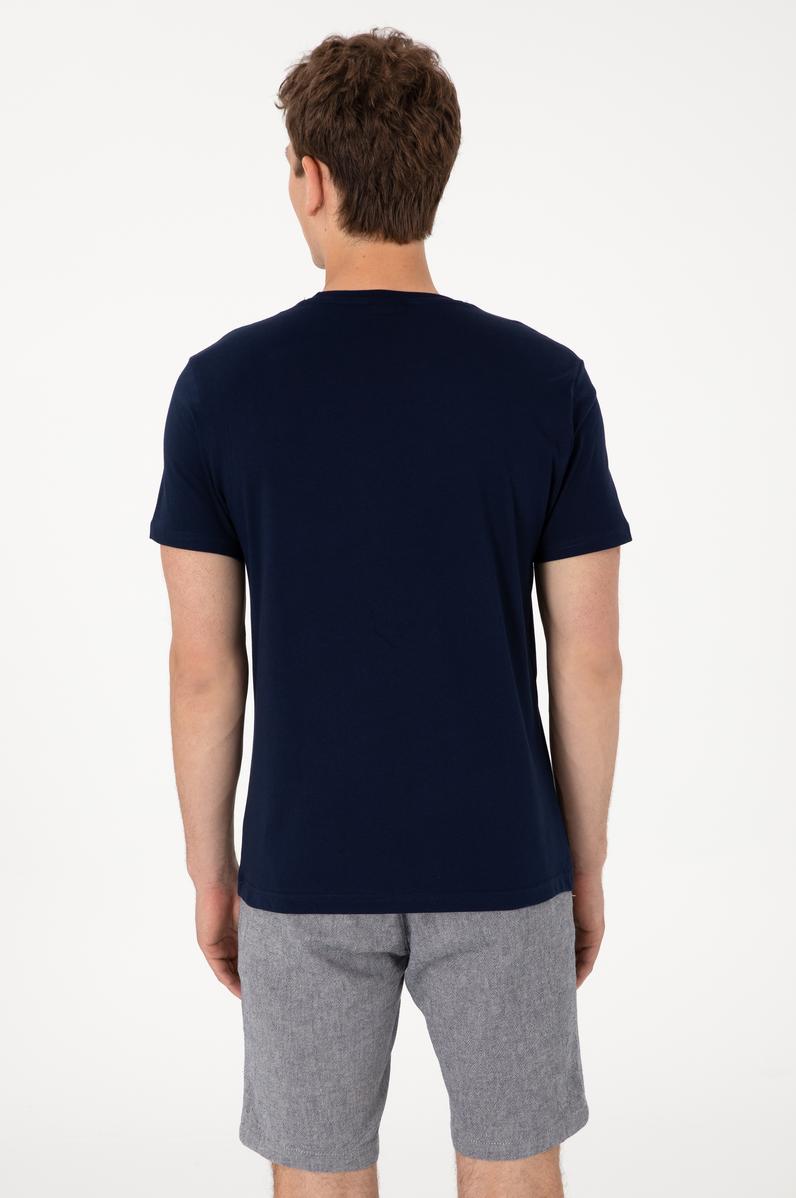 Erkek Regular Fit Bisiklet Yaka Lacivert Basic Tişört